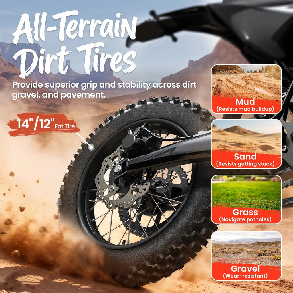 QRONGE X1 Spark M Electric Off-Road Dirt Bike for Adults & Teens, 4500W Brushless Mid-Drive Motor, 60V 28.8Ah Removable Battery, 14" Front/12" Rear Fat Tires, Up to 60 Miles Range + 1 Year Warranty