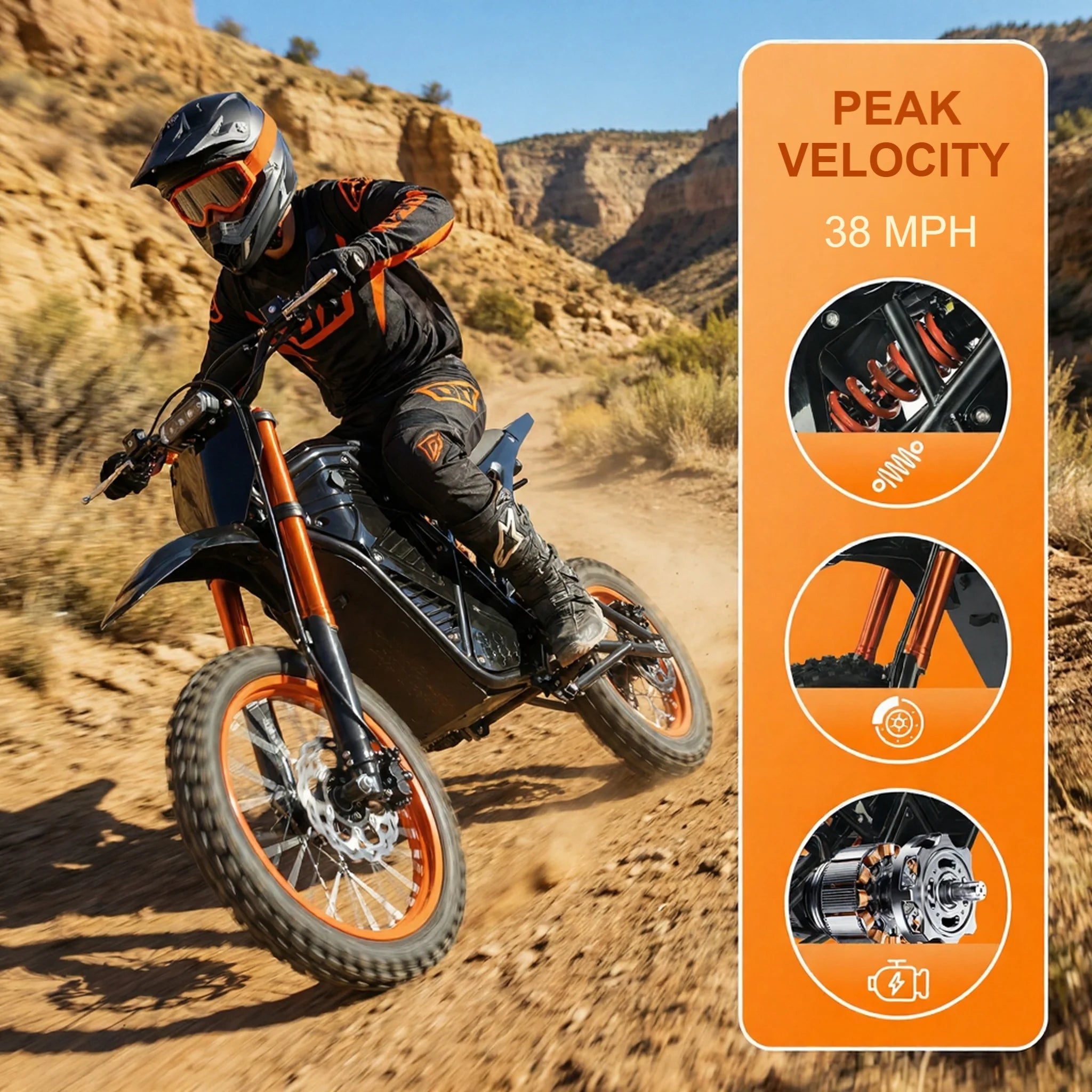 Xtion 2000W 38 MPH Electric Dirt Bike for Teens & Adults, 48V 21Ah Motorcycle, 14"/12" Fat Tires Motor Bicycle, 1 YEAR Warranty