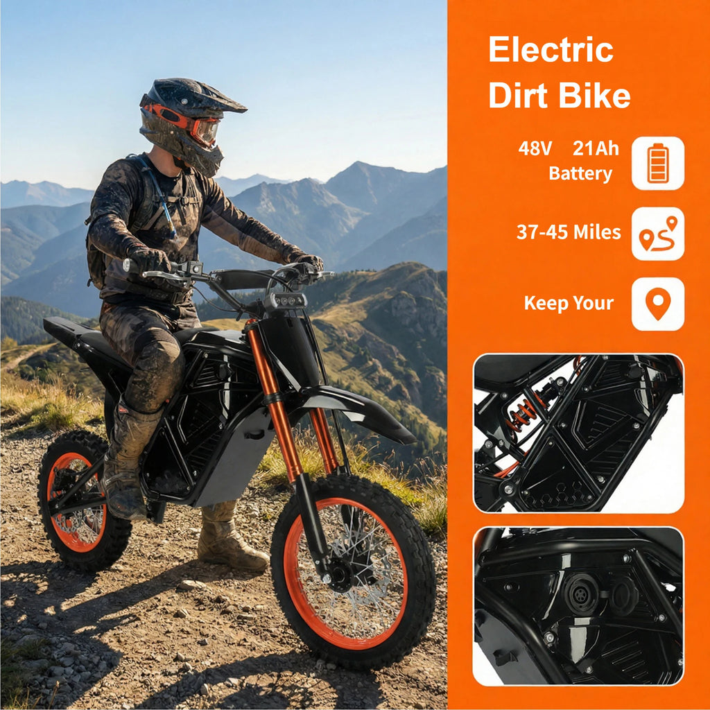 Xtion 2000W 38 MPH Electric Dirt Bike for Teens & Adults, 48V 21Ah Motorcycle, 14"/12" Fat Tires Motor Bicycle, 1 YEAR Warranty